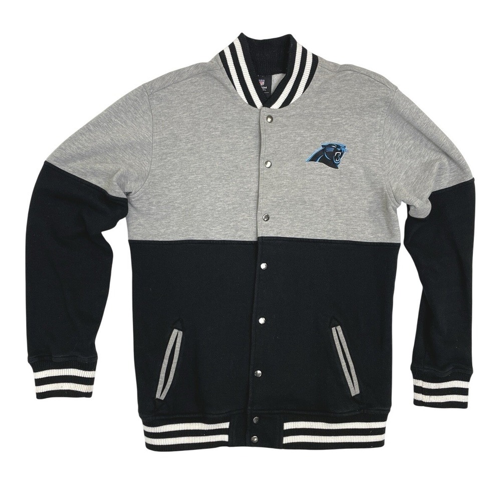 Carolina Panthers NFL Team Apparel Youth Black Grey Letterman‎ Jacket XL